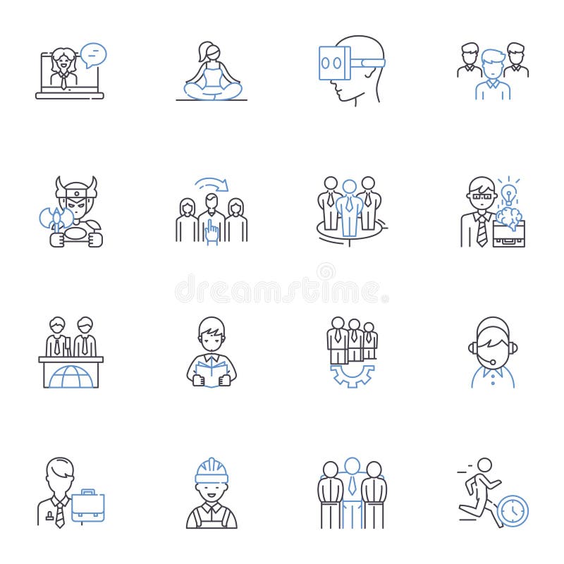 Livelihood pursuing line icons collection. Career, Job, Entrepreneurship, Vocation, Craftsmanship, Trade vector illustration
