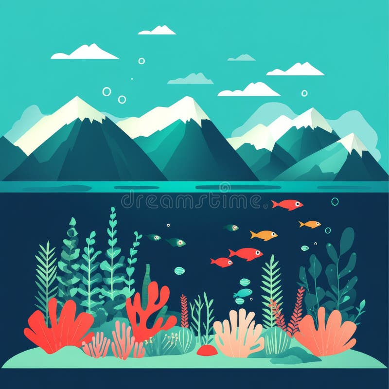 Lively Aquatic Display Featuring Coral Reefs and Fish stock image