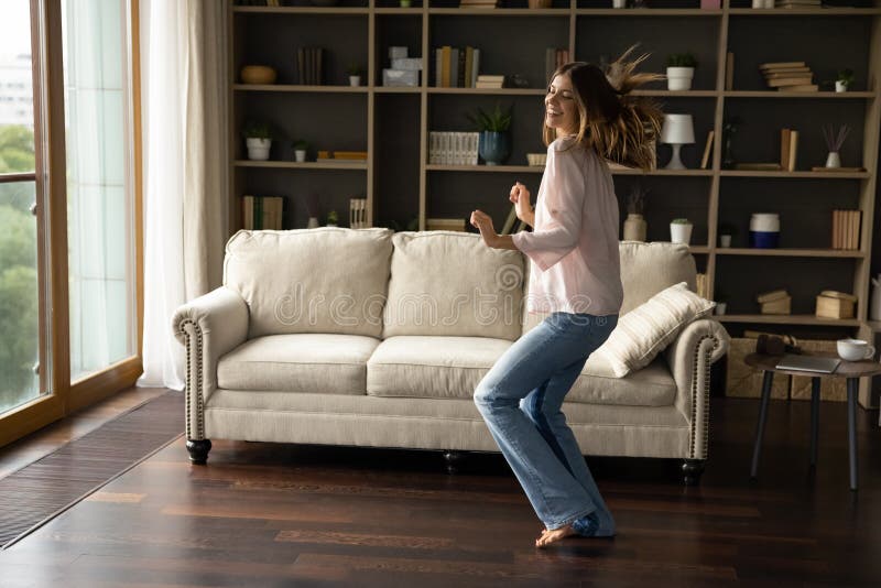 Workout Video Lady Dancing Around Living Room