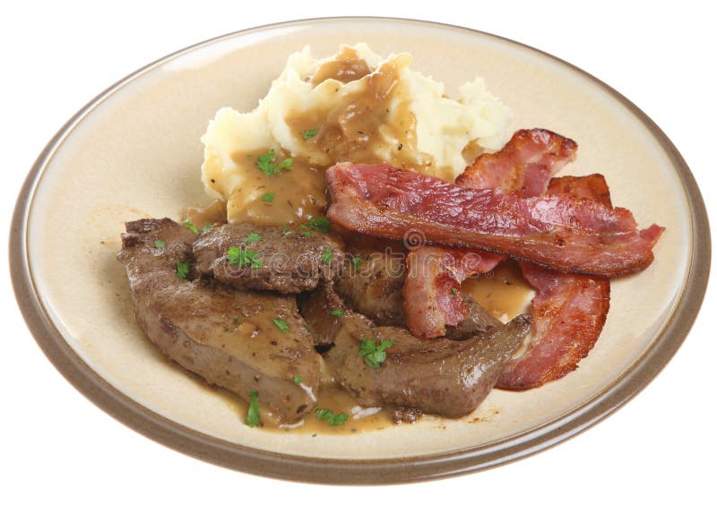 Liver, Bacon & Mashed Potato Meal Stock Image Image of fried, dinner
