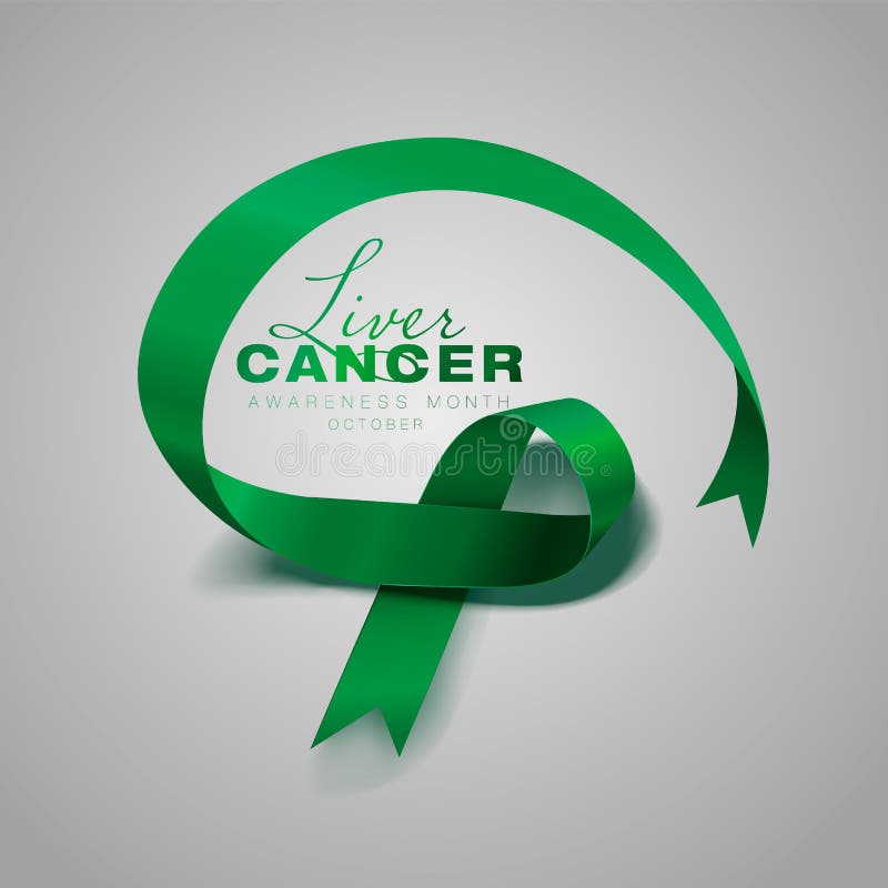 Emerald green ribbon for liver cancer awareness month Stock Vector