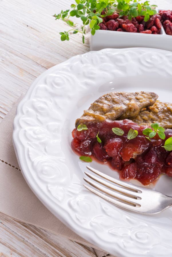 Liver with Cranberries stock photo. Image of closeup 41741988
