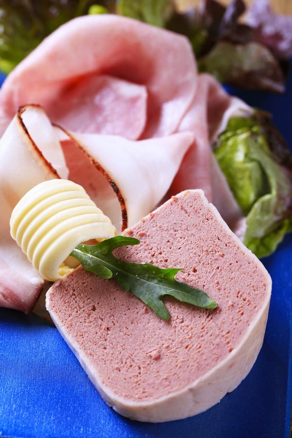 Liver pate, ham and bacon stock photo. Image of cold 58204364