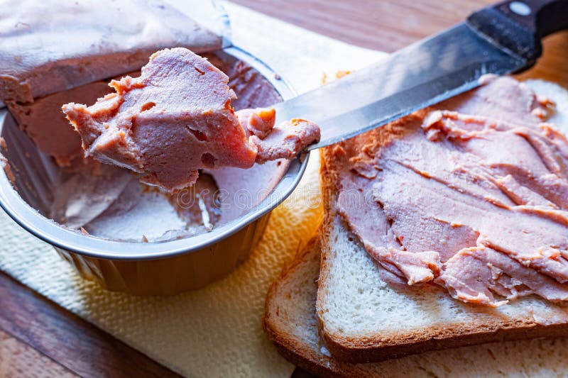 Turkey Liver Pate with White Bread for Breakfast. Stock Photo Image