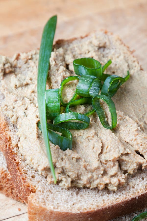 Liver pate on sliced bread stock photo. Image of cooking 25689196