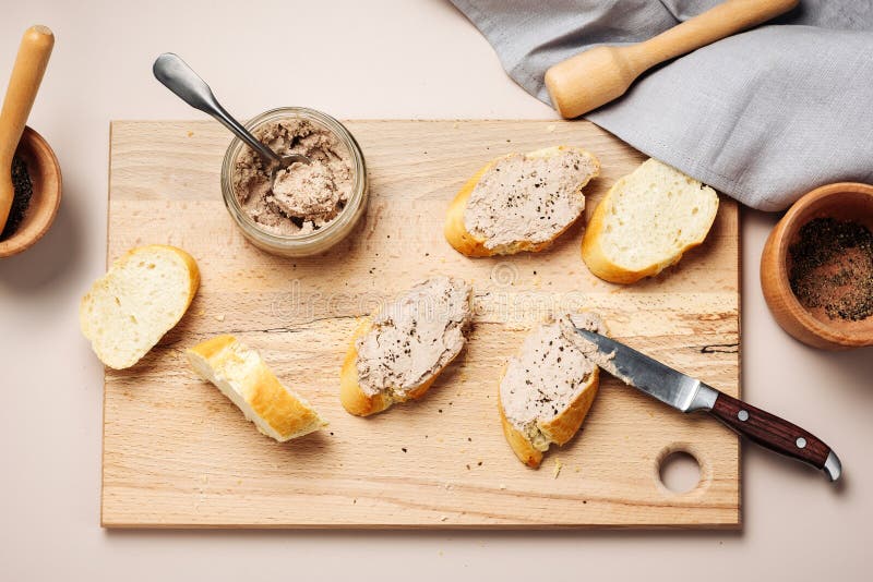 Liver Pate Spread on Baguette Slices Stock Photo Image of appetizer