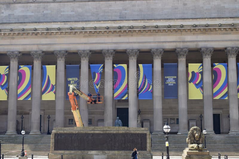 Liverpool preparing banners for the Eurovision Song Contest 2023