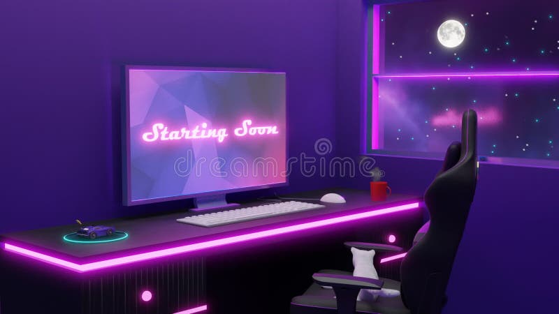 Livestream Gaming Computer Setup in a Gaming Room : Starting Soon