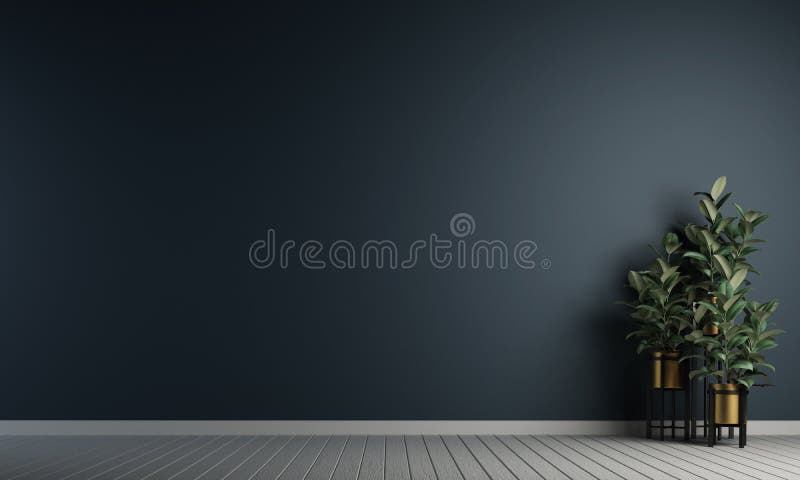 Modern Empty Room Interior Design of Living Room and Blue Wall Background  Stock Illustration - Illustration of empty, black: 168626436