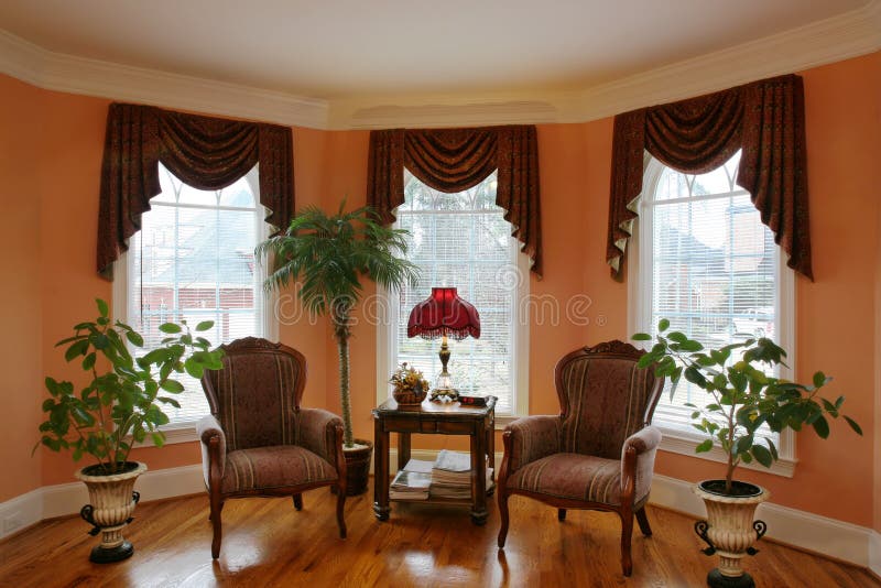 Living Room with Bay Window Stock Photo Image of elegant, decorated 2177588