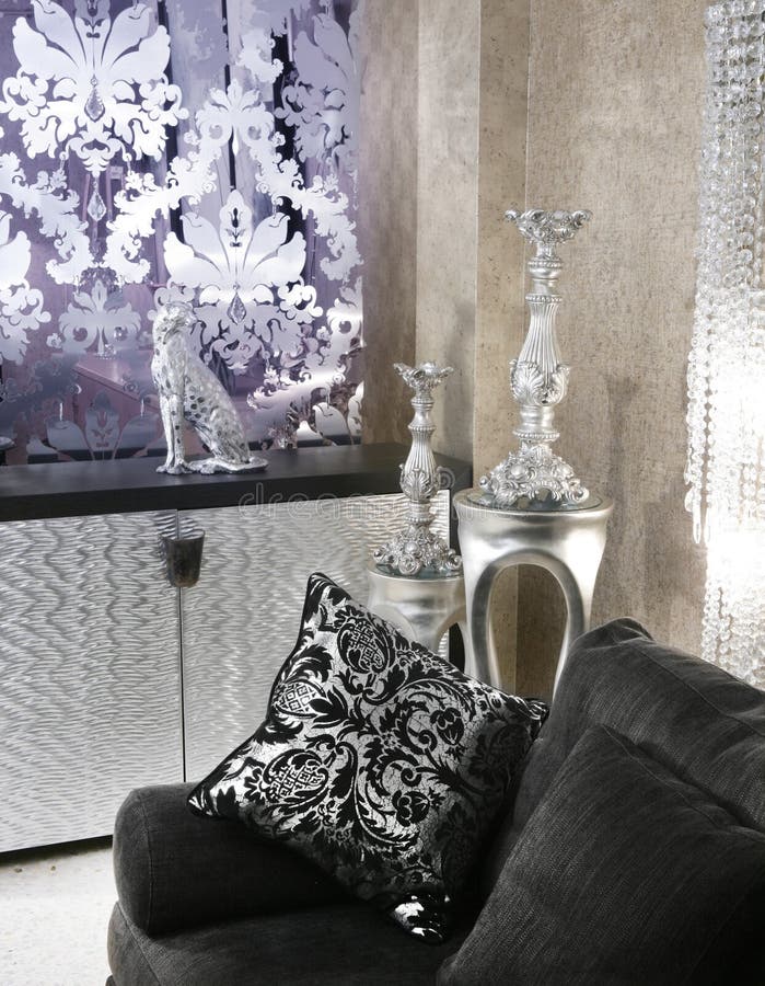 Living room coach black sofa silver furniture royalty free stock photo Living room coach black sofa silver furniture royalty free stock photo