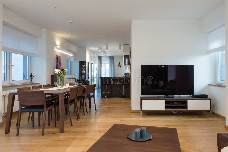 Living Room Connected with the Kitchen Stock Image Image of