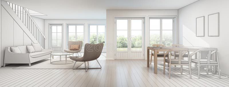 photo Modern House Interior Design Living And Dining Room dreamstime com