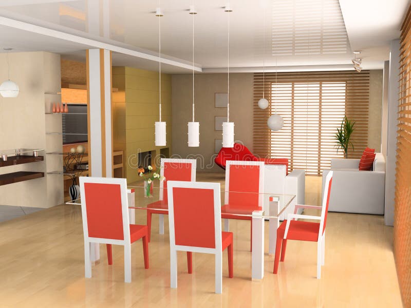 Living a Room with a Dining Zone Stock Illustration Illustration of