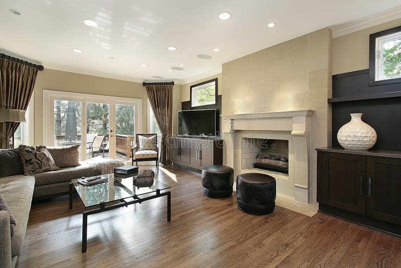 Living room with fireplace stock images Living room with fireplace stock images