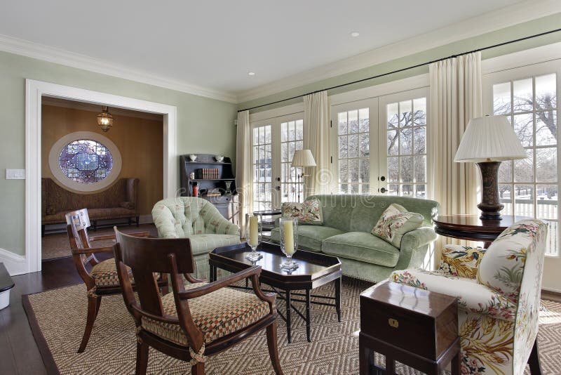 Living room with foyer view royalty free stock image Living room with foyer view royalty free stock image