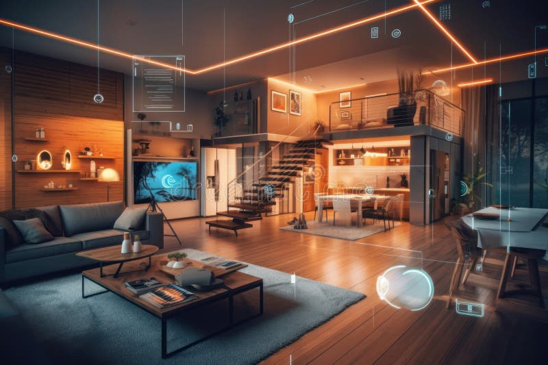 A Living Room with a Futuristic Design Stock Illustration ...