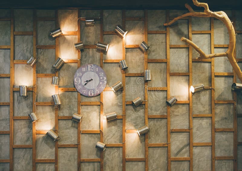 Living Room Interior With Clock And Branch On Green Wall With Light Stock Image Image of decor