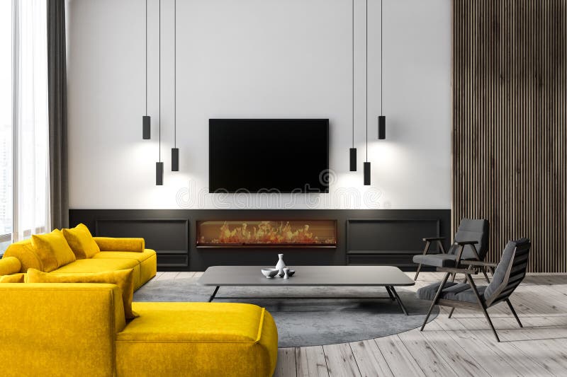 Living room interior with tv