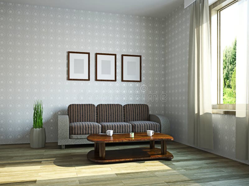 Livingroom with furniture stock illustration
