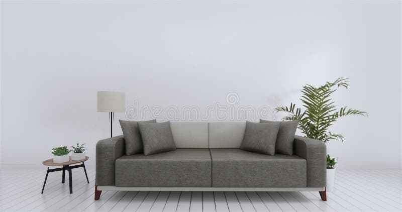 Livingroom interior wall mock up empty white background. 3D rendering vector illustration