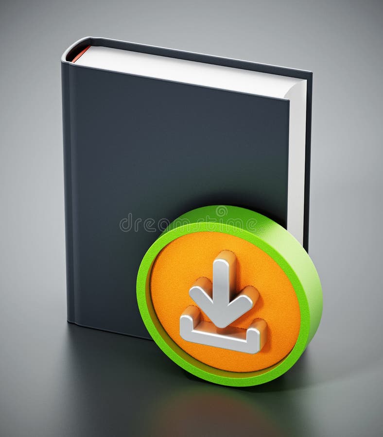 Livre avec l'icône de flèche de téléchargement illustration 3D illustration libre de droits Livre avec l'icône de flèche de téléchargement illustration 3D illustration libre de droits
