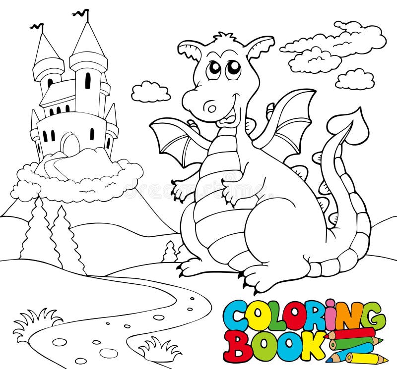Livre de coloration avec le grand dragon 2 illustration de vecteur Livre de coloration avec le grand dragon 2 illustration de vecteur
