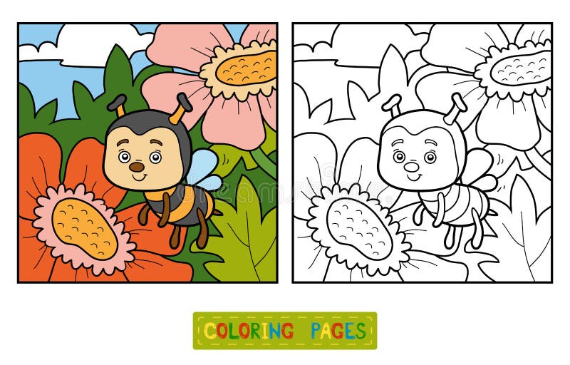 Livre de coloriage (abeille et fond) illustration libre de droits Livre de coloriage (abeille et fond) illustration libre de droits