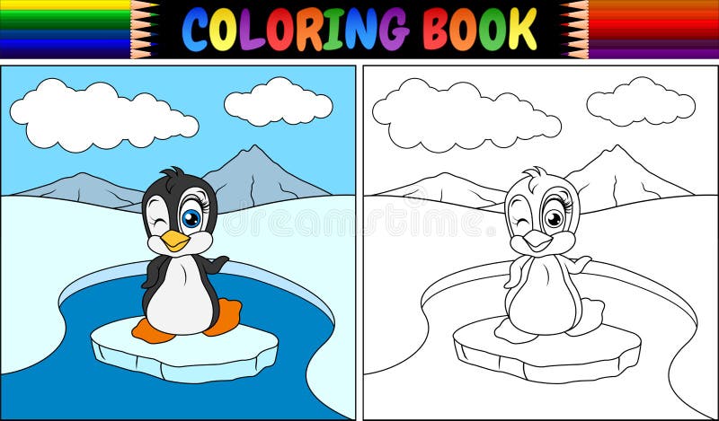Livre De Coloriage Avec Loiseau De Pingouin Illustration De