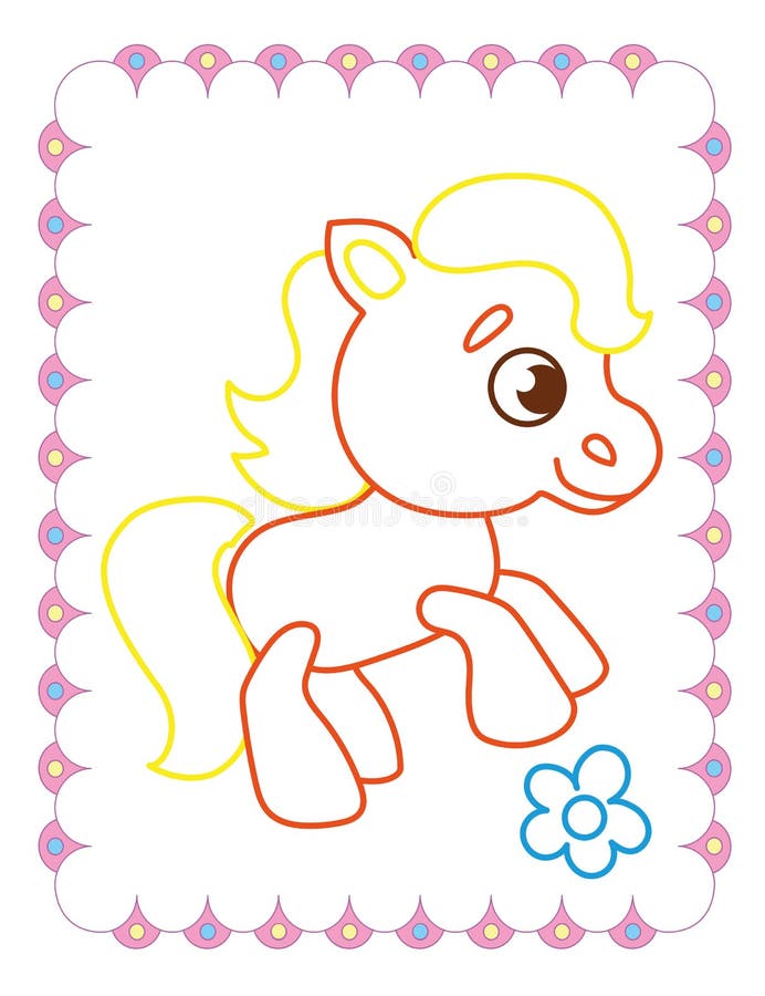 Livre de coloriage de cheval animal drôle mignon illustration stock Livre de coloriage de cheval animal drôle mignon illustration stock