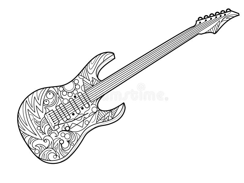 Livre De Coloriage De Guitare électrique Pour Le Vecteur D'adultes  Illustration de Vecteur - Illustration du contour, décoratif: 67952582