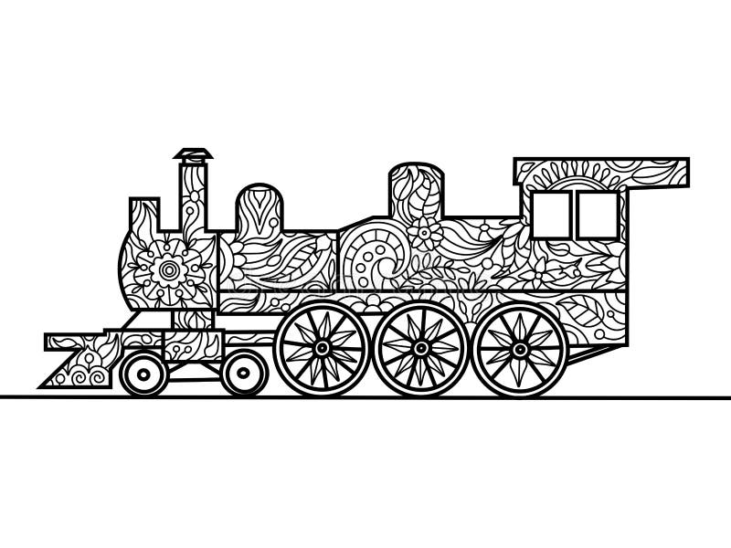 illustration stock livre de coloriage de lo otive à vapeur pour le vecteur d adultes image