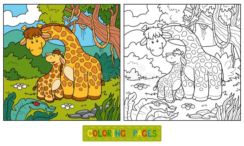 Livre de coloriage pour des enfants (deux girafes) illustration libre de droits Livre de coloriage pour des enfants (deux girafes) illustration libre de droits