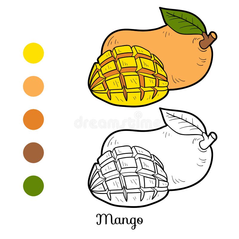 Livre de coloriage pour des enfants : fruits et légumes (mangue)