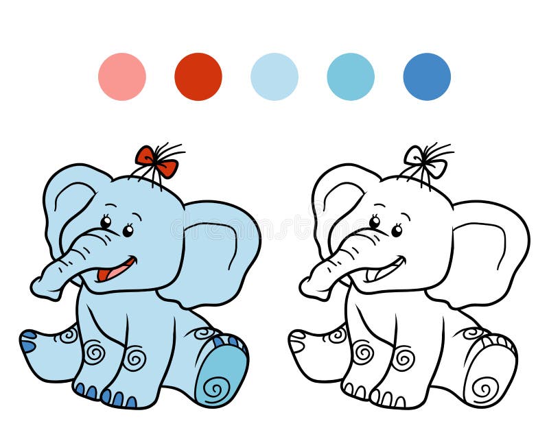 Coloring book for children, education game: elephant. Coloring book for children, education game: elephant