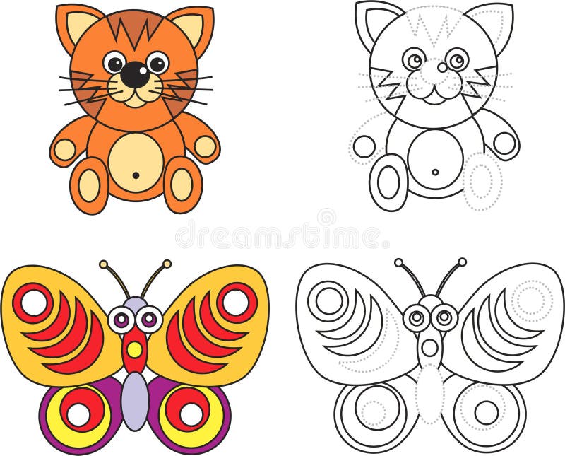 Livre de page de coloration pour des gosses - chat et guindineau illustration de vecteur Livre de page de coloration pour des gosses - chat et guindineau illustration de vecteur