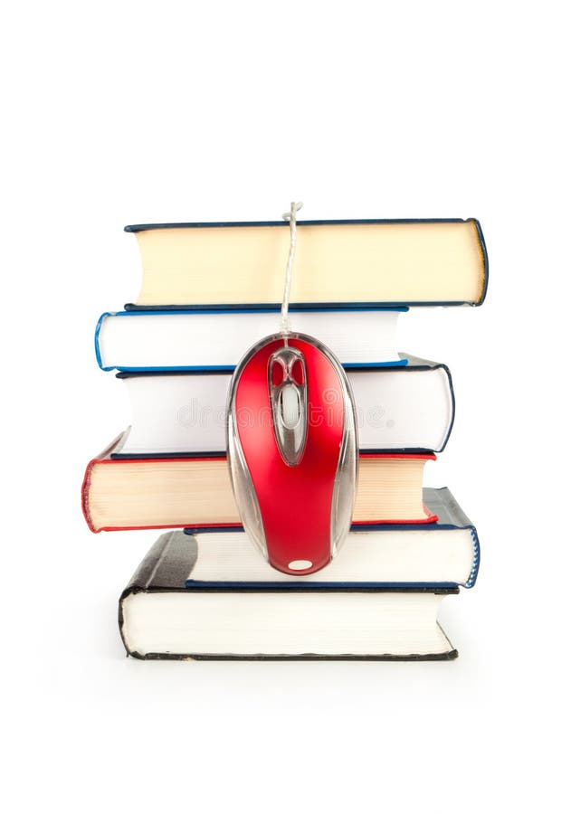 Livres de souris et de pile d'ordinateur photo libre de droits Livres de souris et de pile d'ordinateur photo libre de droits