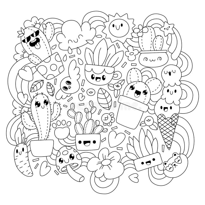  LIVRO DE CORAÇÃO KAWAII : Desenhos para colorir FOOD