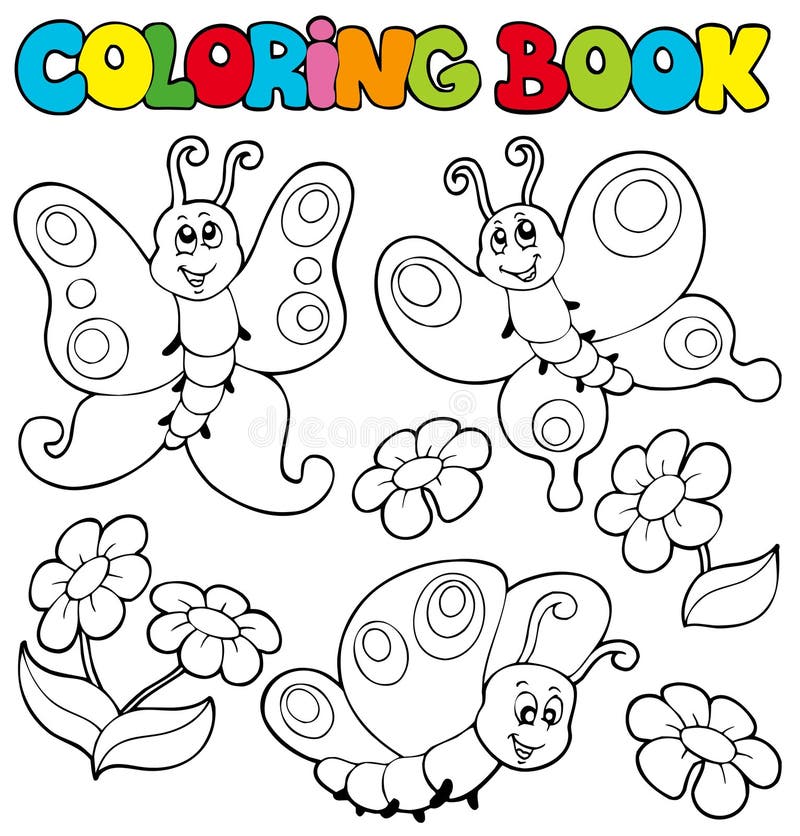 Livro de coloração com borboletas 1 ilustração do vetor Livro de coloração com borboletas 1 ilustração do vetor
