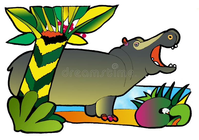 Livro de coloração do hipopótamo