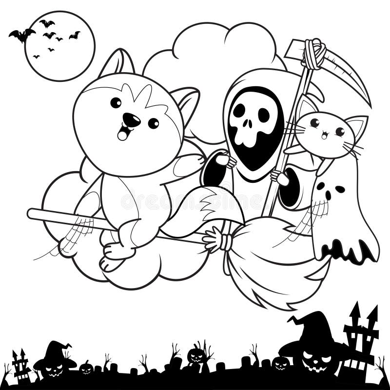 livro de colorir de halloween menina bonitinha bruxa 11588325 Vetor no Vecteezy