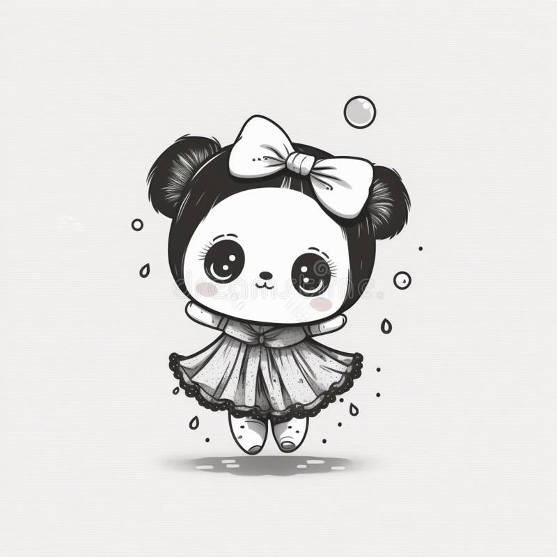 Livro De Colorir De Uma Garota Panda Bonita Do Kawaii Imagem de