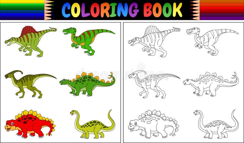 Desenho De Conjunto Dinossauros Coloridos Para Coleção História Do