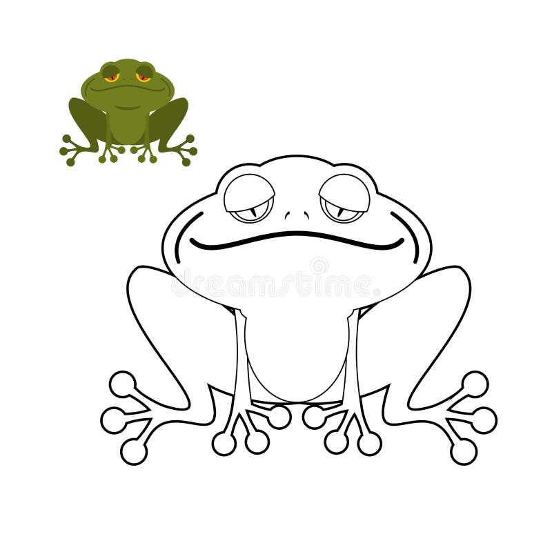 Livro para colorir da rã Réptil anfíbio engraçado Animal do pântano ilustração do vetor Livro para colorir da rã Réptil anfíbio engraçado Animal do pântano ilustração do vetor