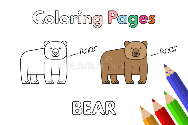 Desenhos animados do disco voador do jogo do urso com o gato na praia.  livro ou página para colorir