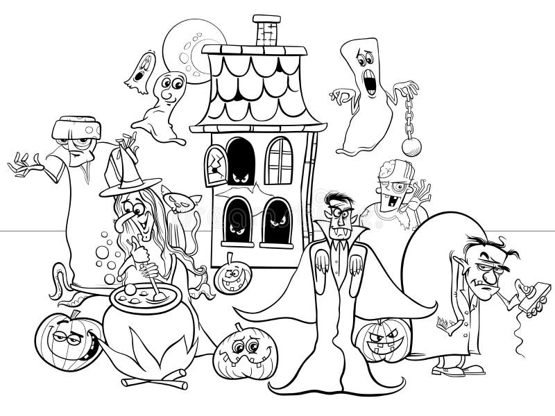 Vetores de Halloween Desenho Animado Desenho Animado Personagens Página De  Livro De Colorir e mais imagens de Colorindo - iStock