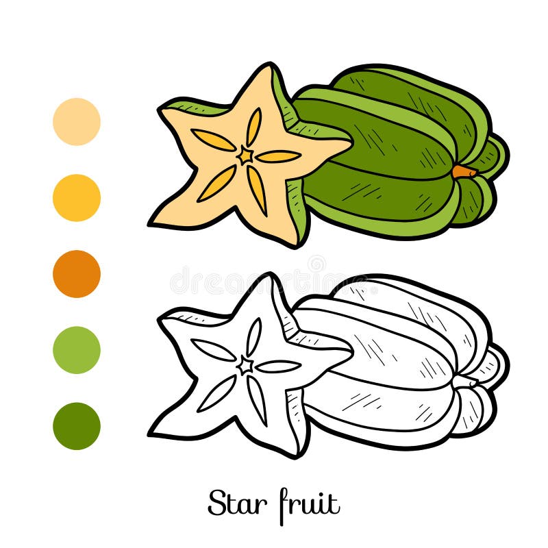 Livro para colorir: frutas e legumes (fruto de estrela) ilustração do vetor Livro para colorir: frutas e legumes (fruto de estrela) ilustração do vetor