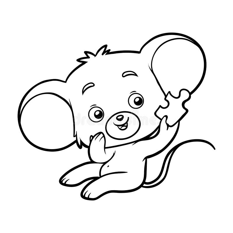 Esboço Da Página Da Coloração Do Rato Pequeno Dos Desenhos Animados Com  Imagem Do Queijo Com Escova E Pinturas Livro Para Colorir Ilustração do  Vetor - Ilustração de retrato, animal: 73927189