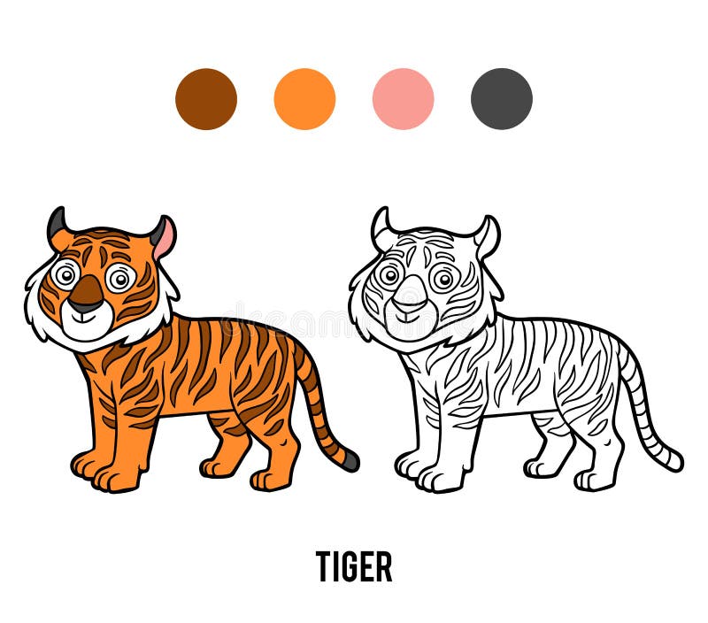 permite colorir o livro de colorir animais fofos para crianças pequenas.  jogo de educação para crianças. pintar o tigre 11570080 Vetor no Vecteezy