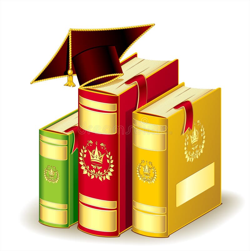 Livros com tampão da graduação ilustração do vetor Livros com tampão da graduação ilustração do vetor